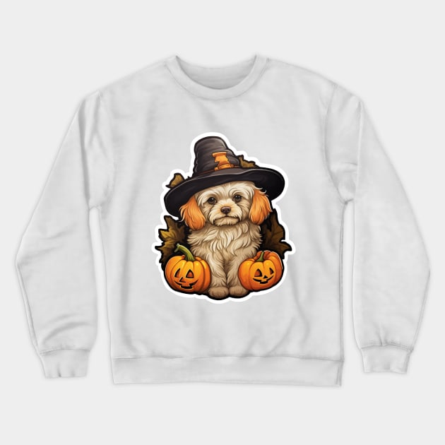 Halloween puppy Dog Pumpkins Crewneck Sweatshirt by LaartStudio